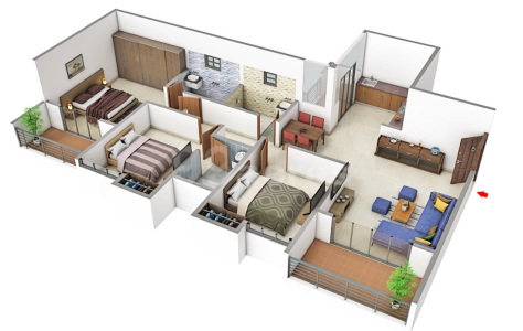 Nyati Evolve Floor Plan - 875 sq.ft. 