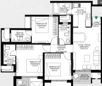 Godrej Meadows 2 Floor Plan - 640 sq.ft. 
