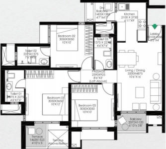 Godrej Meadows 2 Floor Plan - 826 sq.ft. 