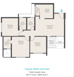 VTP Beaumonde Floor Plan - 869 sq.ft. 