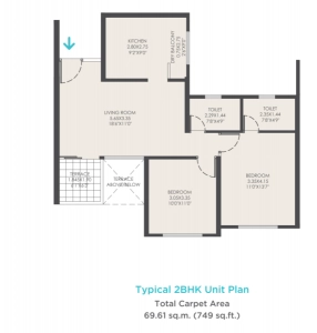 VTP Beaumonde Floor Plan - 749 sq.ft. 