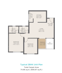VTP Beaumonde Floor Plan - 806 sq.ft. 