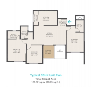 VTP Cygnus Floor Plan - 1093 sq.ft. 