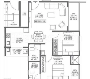 Vaanya Floor Plan - 840 sq.ft. 
