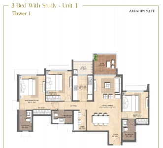 Lodha Bella Vita Floor Plan - 1196 sq.ft. 