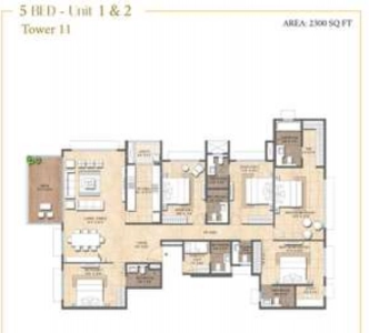 Lodha Bella Vita Floor Plan - 1659 sq.ft. 