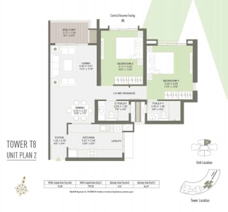 Raheja Reserve Floor Plan - 825 sq.ft. 