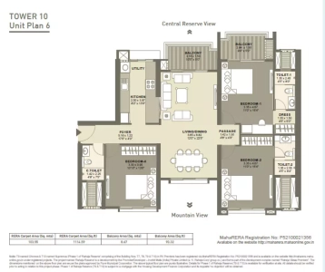 Raheja Reserve Floor Plan - 1164 sq.ft. 