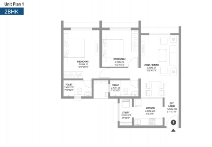 Raheja Sterling Floor Plan - 680 sq.ft. 