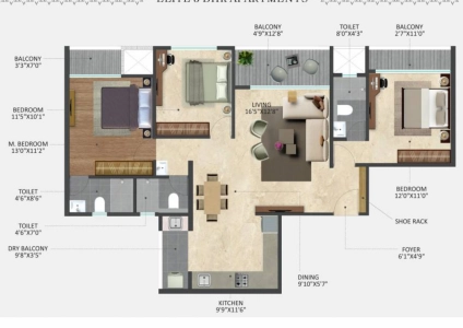 The Silver Altair Floor Plan - 1148 sq.ft. 