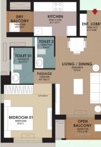 Godrej woodsville Floor Plan - 508 sq.ft. 