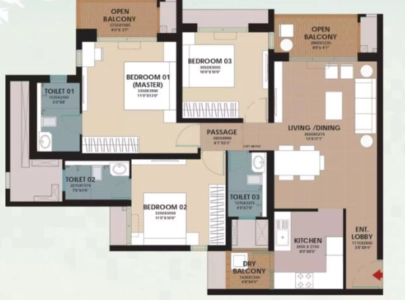 Godrej woodsville Floor Plan - 948 sq.ft. 