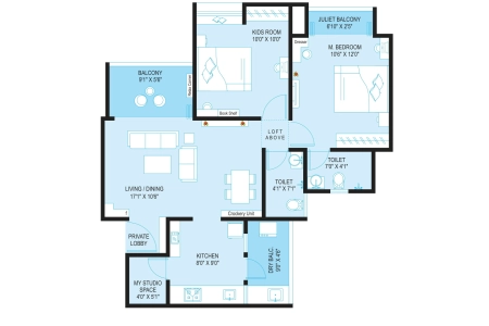 Krisala 41 Cosmo Floor Plan - 920 sq.ft. 