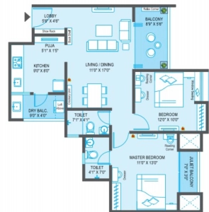 Krisala 41 Cosmo Floor Plan - 1299 sq.ft. 
