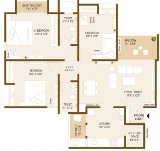 Krisala 41 Cosmo Floor Plan - 1401 sq.ft. 