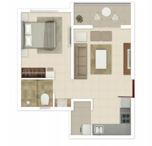 Rohan Ananta Floor Plan - 580 sq.ft. 