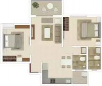 Rohan Ananta Floor Plan - 864 sq.ft. 