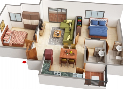 Rohan Ananta Floor Plan - 1120 sq.ft. 