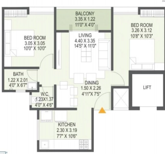 Roshan Milestone Floor Plan - 588 sq.ft. 