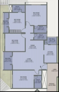 Shubh Gateway Floor Plan - 1424 sq.ft. 
