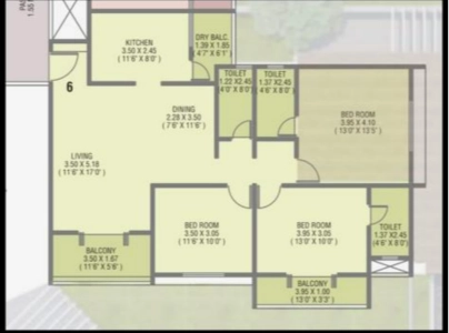 Shubh Gateway Floor Plan - 1155 sq.ft. 