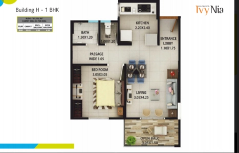 IVY Nia Floor Plan - 457 sq.ft. 
