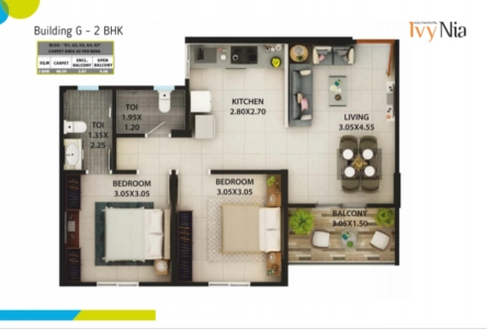 IVY Nia Floor Plan - 611 sq.ft. 