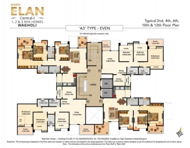 Nyati Elan Floor Plan - 435 sq.ft. 