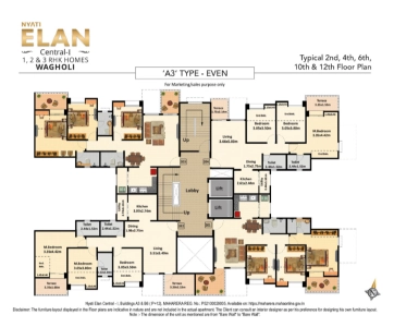 Nyati Elan Floor Plan - 1061 sq.ft. 