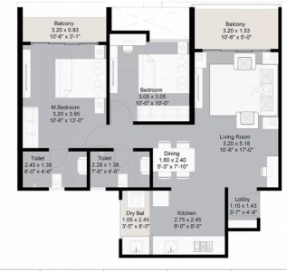 Kohinoor Westview Reserve Floor Plan - 797 sq.ft. 