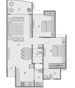 Krishna Fairmont Floor Plan - 1042 sq.ft. 