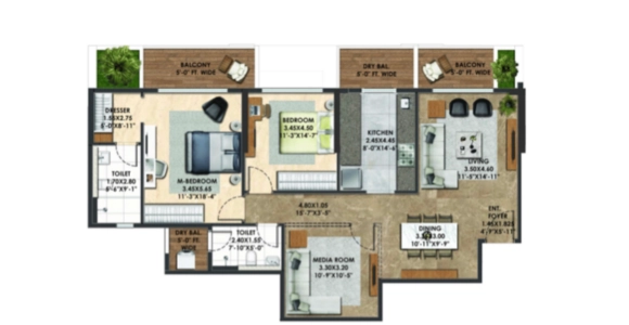 Adani Atelier Greens Floor Plan - 1340 sq.ft. 