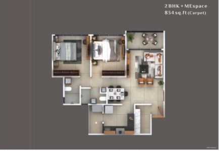 Osian One and Only Floor Plan - 834 sq.ft. 